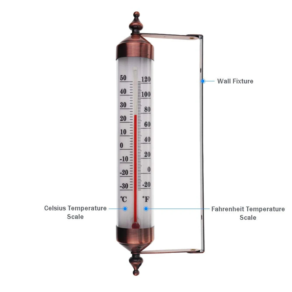 Outdoor Thermometer Garden Patio Outside Wall Greenhouse Sun Terrace Bronze Effect Outside Wall Thermometer Outdoor Thermometers