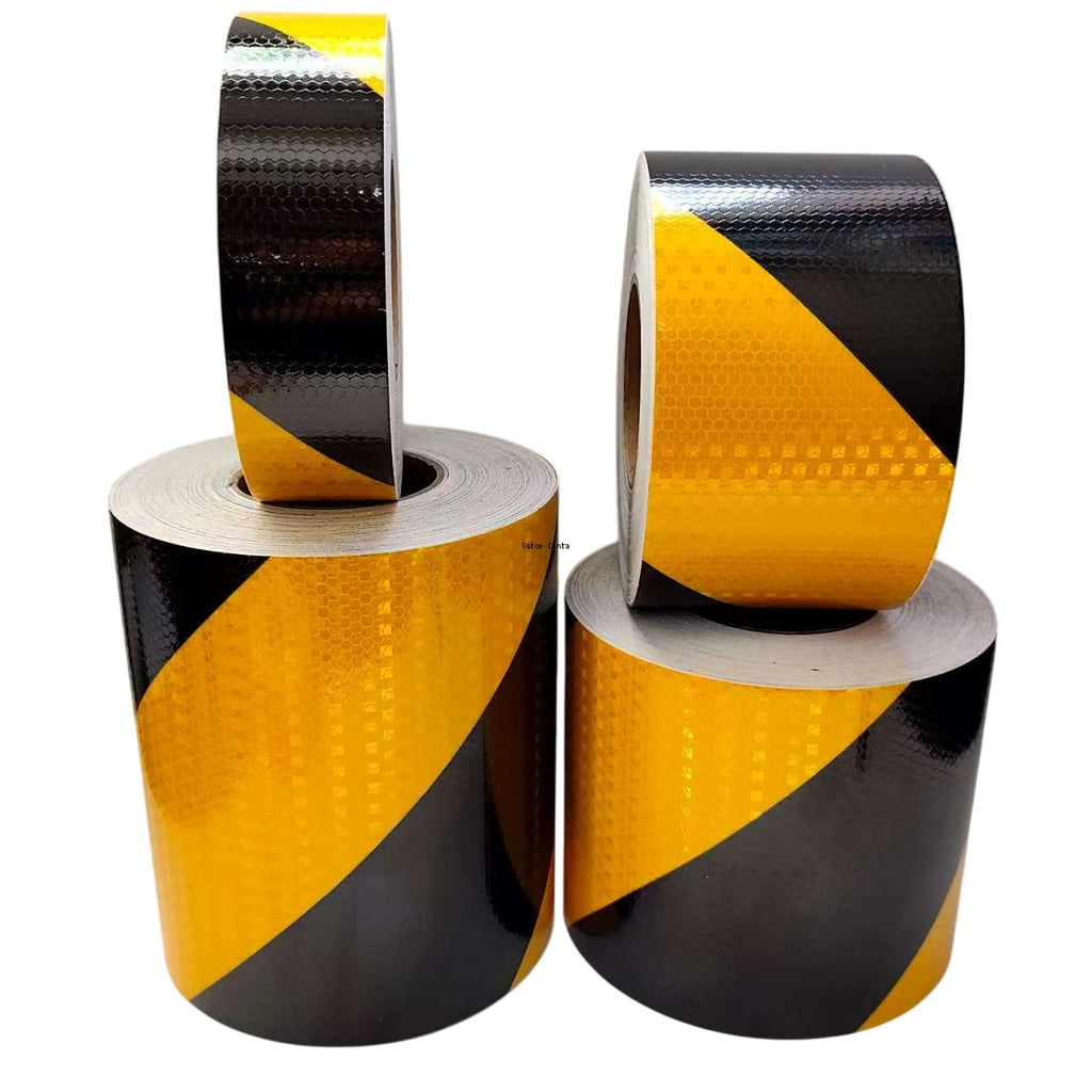 5cm/10cm/15cm/20cm*5m Reflective Tape Yellow-Black Left Or Right Twill Waterproof Safety Warning Self-adhesive Reflector Sticker