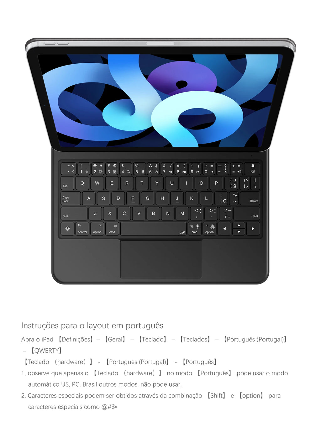 AJIUYU Smart Pogo Pin Magic Keyboard For iPad Air 11 inch M3 M2 Pro 13 M4 12.9 6th 5th 4th 10.9 7th Smart Case Direct Connection