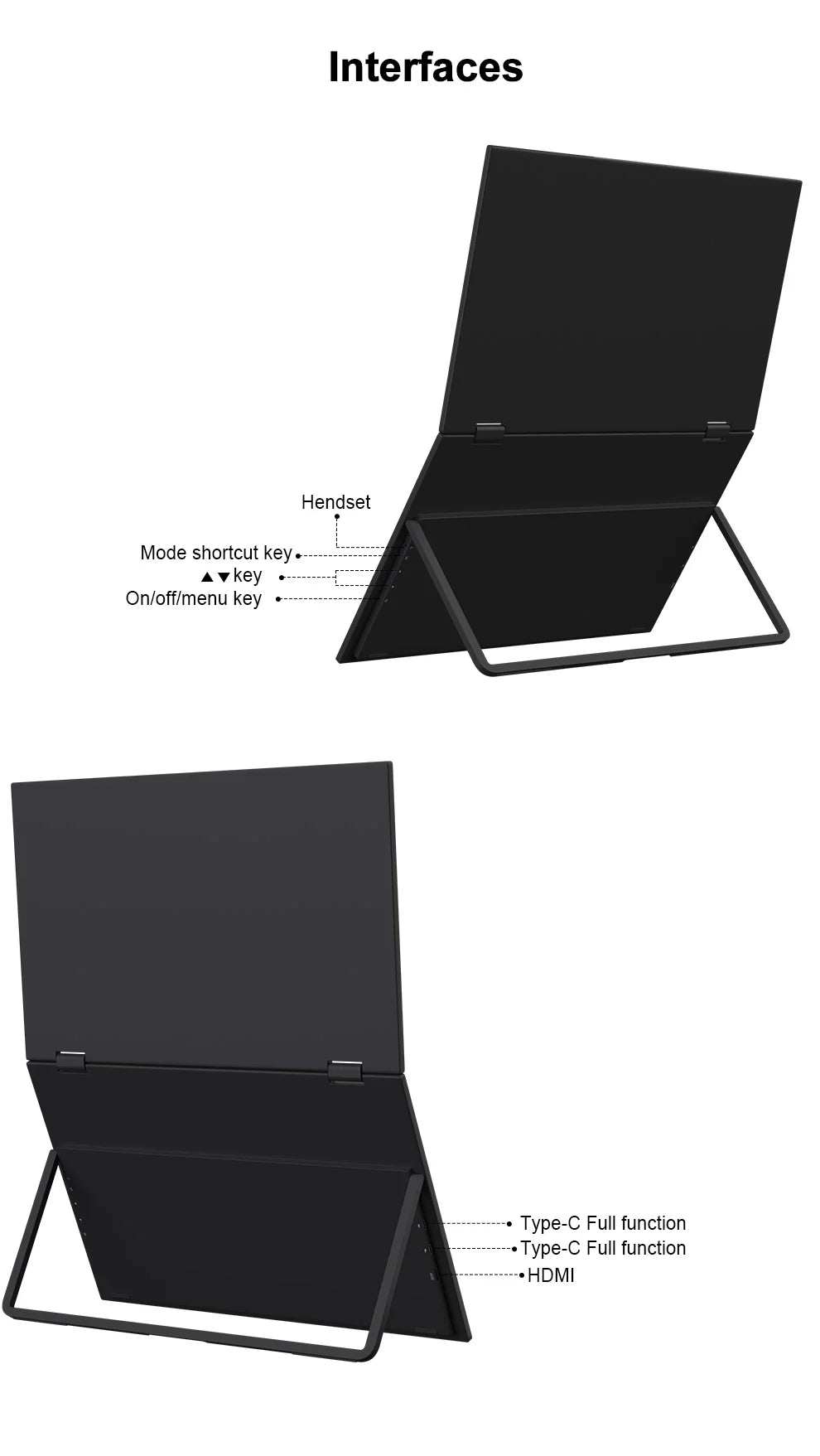 ZEUSLAP 15.6" Stacked Foldable Dual Monitor FHD 100% sRGB Laptop Screen Extender Portable Monitor for Windows Mac OS