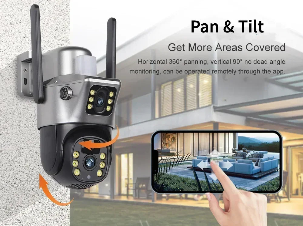 Tahlitech Solar Camera 4G Sim Card Wifi  Dual Lens WiFi 8MP 4K IP Camara Solar Panel CCTV Security Built in Battery PIR Cam V380