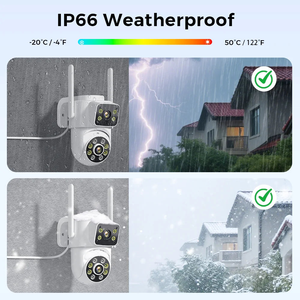 BESDER 8MP Wifi Camera PTZ Dual Screens Outdoor  Human Detection Auto Tracking 6MP CCTV Surveillance IP Camera P2P Audio iCSee