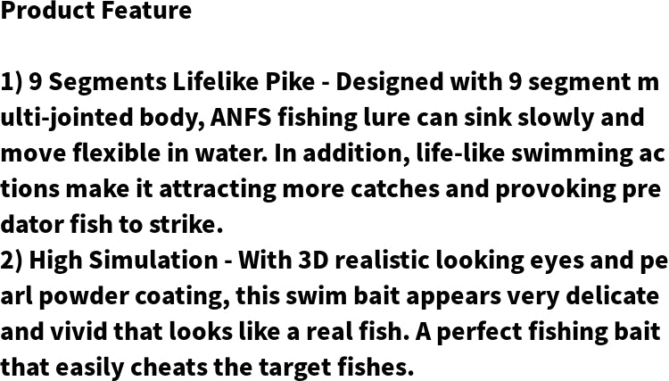 ANFS Fishing Lures for Bass Trout Multi Jointed Swimbaits Slow Sinking Bionic Swimming Lures Bass Freshwater Saltwater Bass