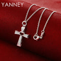 925 Sterling Silver 16-30 Inch Luxury Women's Heart Shape Hollow Cross Necklace Elegant Party Wedding Fashion Gift