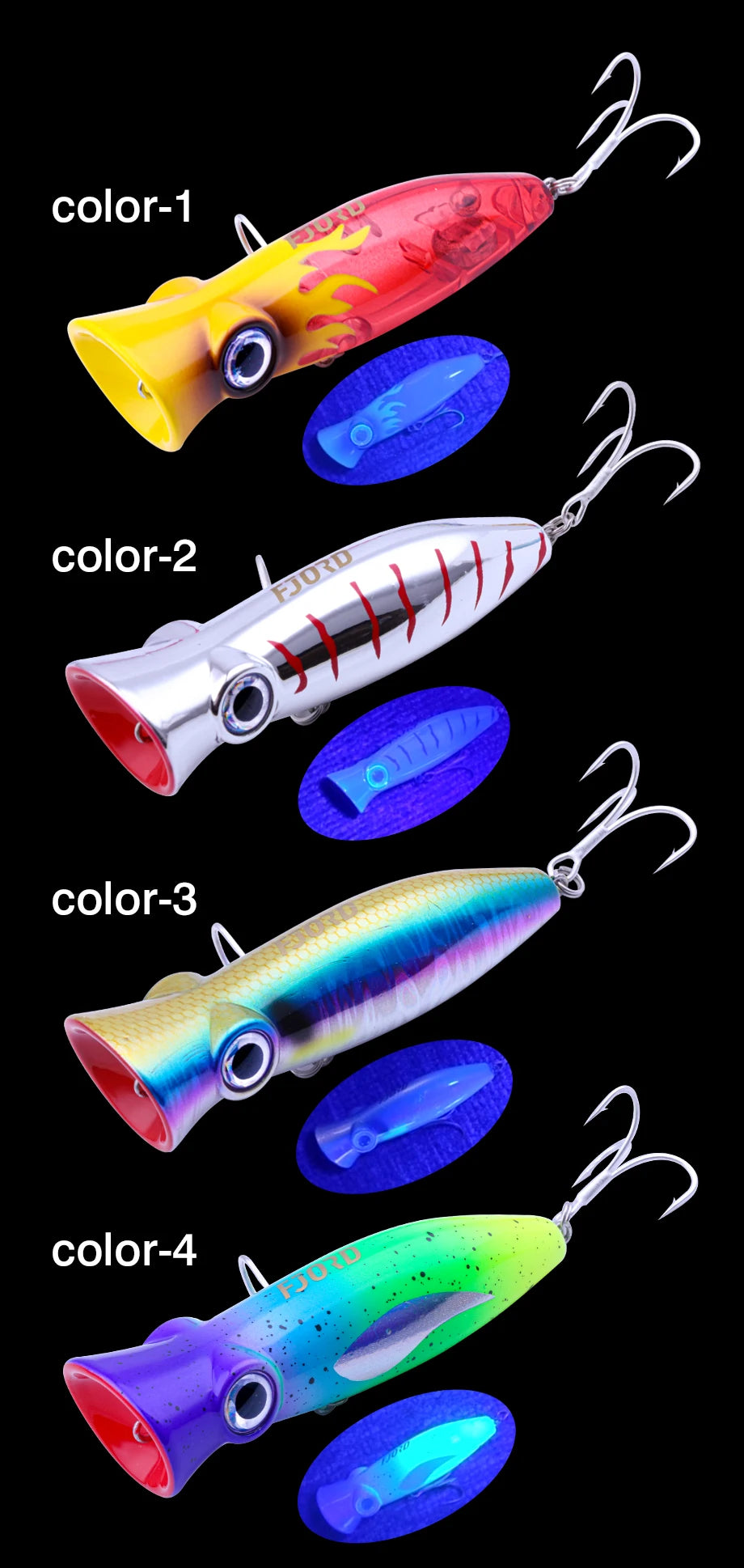 FJORD 80mm 14g Popper Glow Fishing Lure Swimbait Floating Hard Baits Pike Bass Sea Saltwater Surface Walker Fishing Supplies
