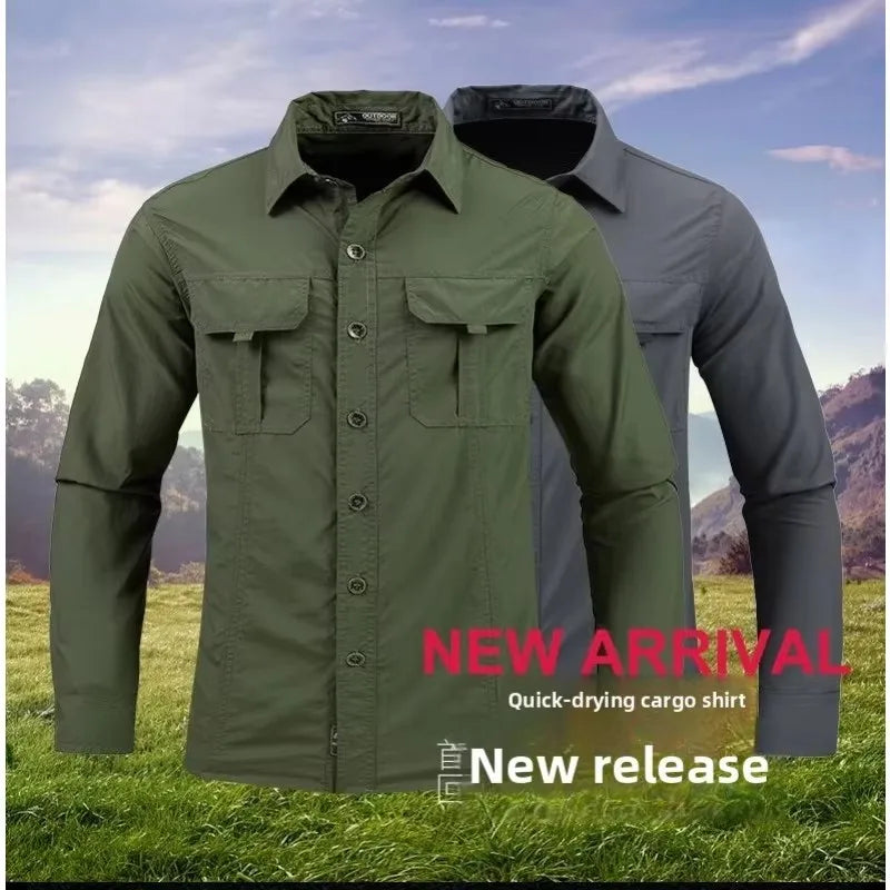 2025 spring summer New Men Lightweight Quick-Drying long sleeved shirts outdoor new men  Breathable Sport Sunscreen Hiking Shirt