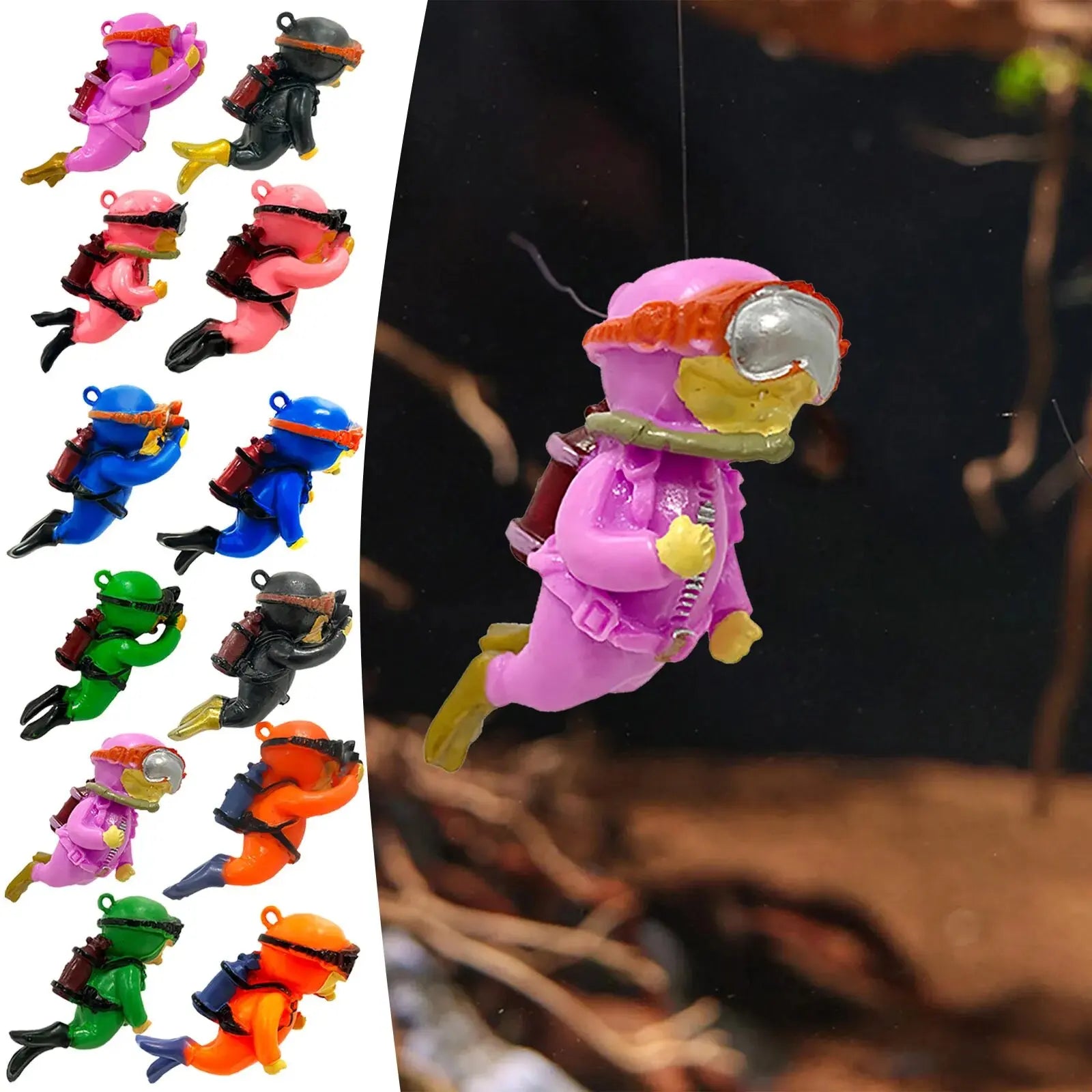 Fish Tank Decoration Creative Floating Diver Ornaments Set Blue Guy Figurines for Underwater Scenery Bottom Aquarium Decor