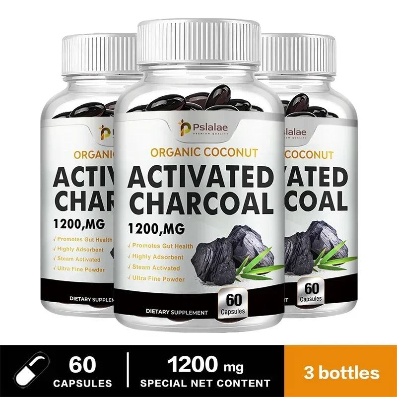 Activated Charcoal Capsules - Gut Health, Digestive Health, Bloating & Gas Relief, Detox, Colon Cleansing