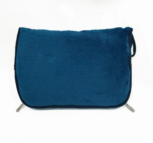 Travel Blanket and Pillow,Clip On Buckle, Warm Soft Fleece 2-in-1 Combo Blanket for Airplane,Camping,Car,Large Compact Blanket