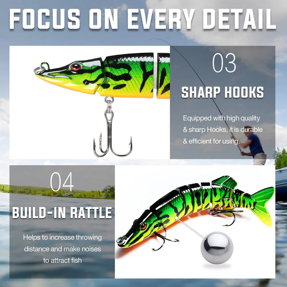 ANFS Fishing Lures for Bass Trout Multi Jointed Swimbaits Slow Sinking Bionic Swimming Lures Bass Freshwater Saltwater Bass