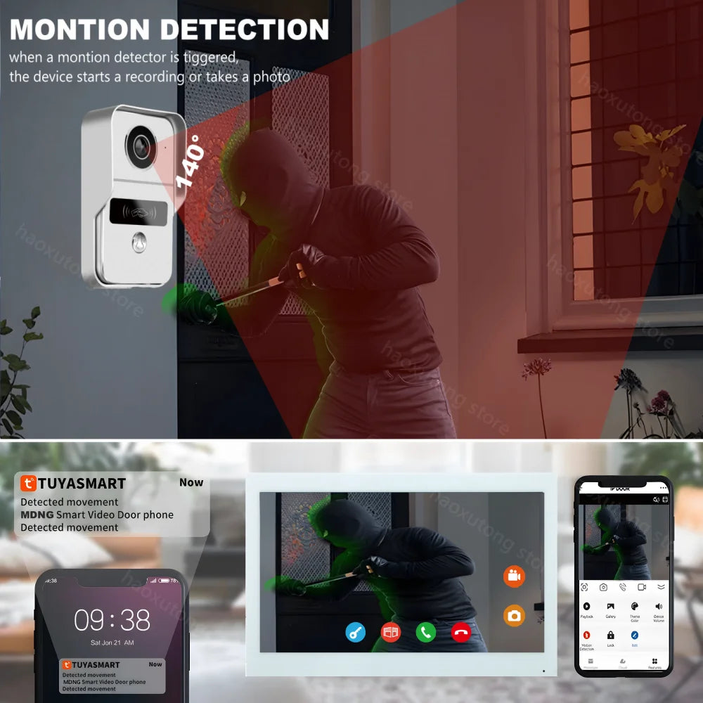 2 Wires Digital Video Intercom System 7/10 Inch Wireless WIFI Video Doorphone Tuya Smart WIFI Doorbell Camera for home Apartment