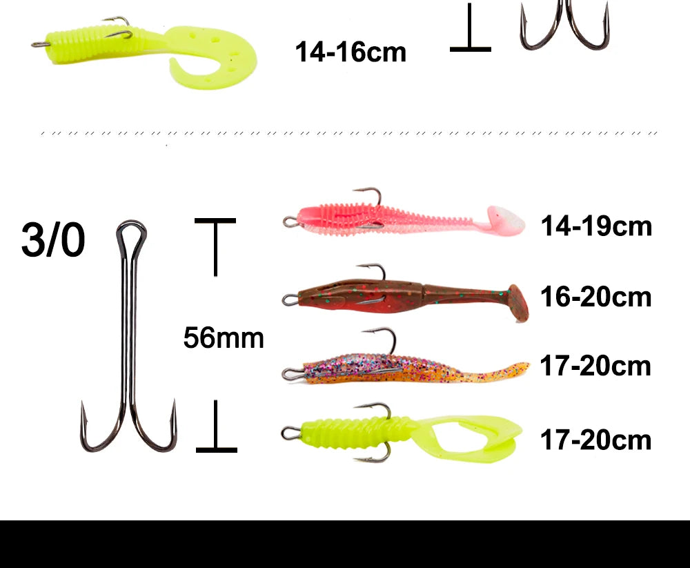 Hunthouse New Item Double Hook Long Fishing Equipment  Long Double Hook Top Quality Fishing Killer High Carbon Steel Duple Hook