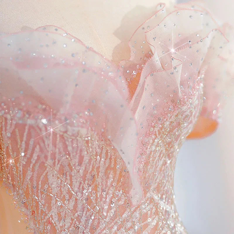 Women Evening Dress Evening Dress Stylish Wedding Dresses Pink Beads Elegant Womens Party Dresses for Formal Occasions Prom