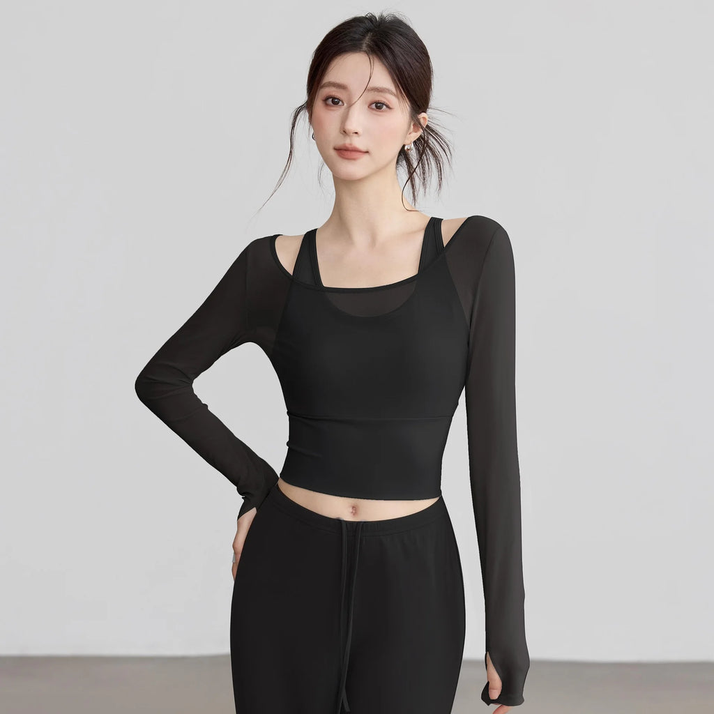Yoga Clothes for Women for Autumn and Winter Vacation Two-piece Fixed Cup Sports Tops High-end Pilates Training Fitness Clothes