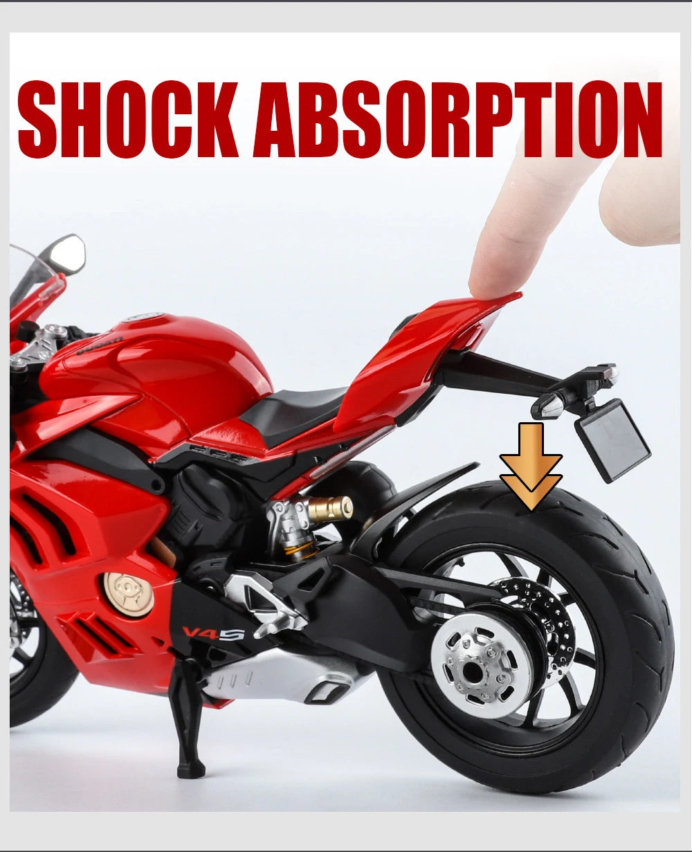 Large Size 1/9 Ducatis Panigale V4S Alloy Racing Motorcycle Simulation Diecast Metal Street Motorcycle Model With Light Kid Gift