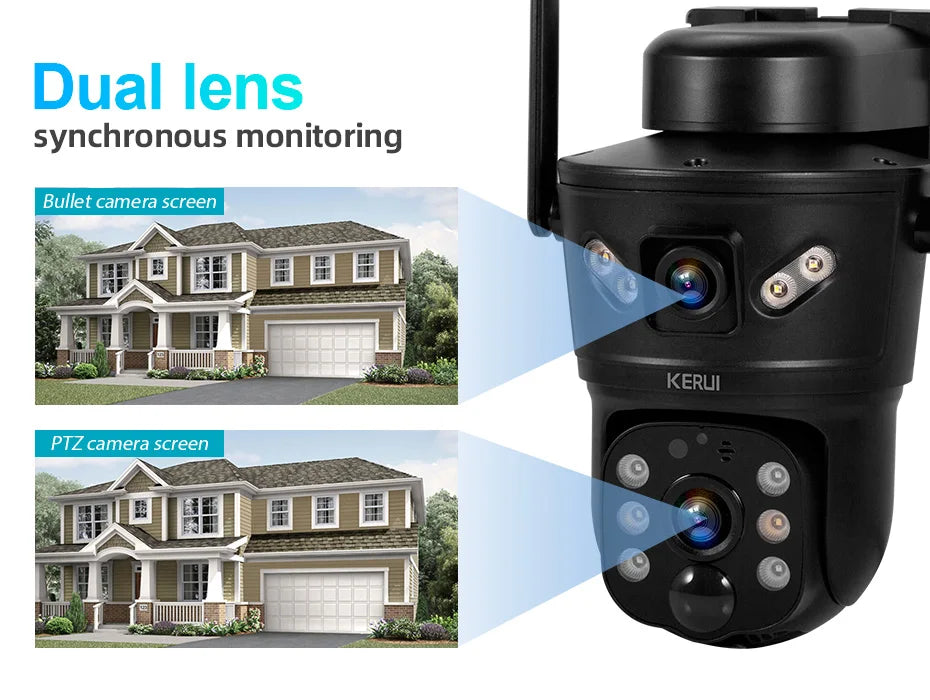 KERUI 6MP WIFI 4G Solar Camera Dual Lens IP Camera Outdoor Waterproof  Surveillance CCTV Video Home Security Solar Panel