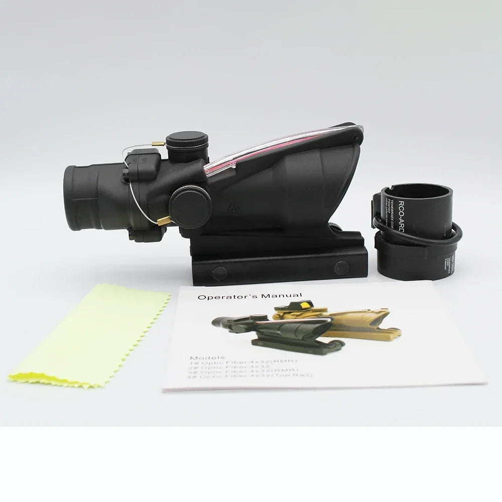 Ultimate Riflescopes for Hunting - 4X32 Hunting Sight with True Fiber Optic Green Red Dot Illuminated Etched Sight