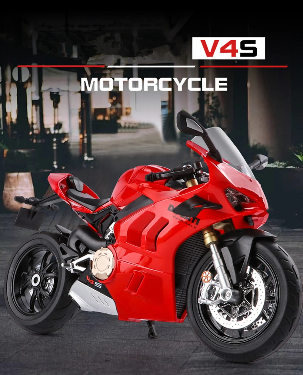 Large Size 1/9 Ducatis Panigale V4S Alloy Racing Motorcycle Simulation Diecast Metal Street Motorcycle Model With Light Kid Gift