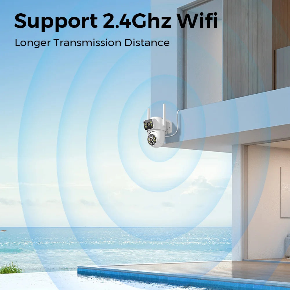 BESDER 8MP Wifi Camera PTZ Dual Screens Outdoor  Human Detection Auto Tracking 6MP CCTV Surveillance IP Camera P2P Audio iCSee