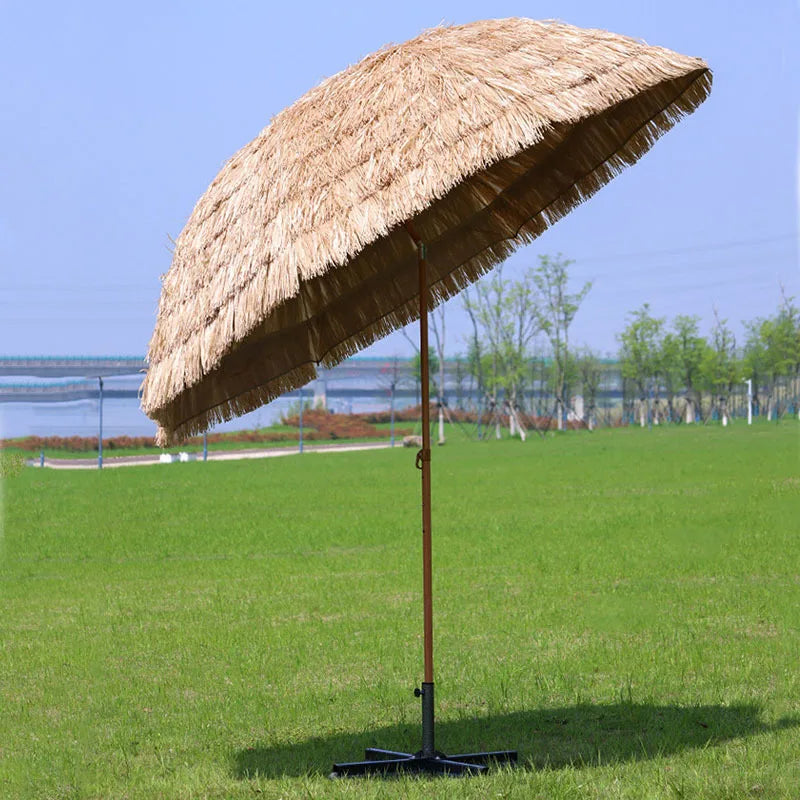 Outdoor Beach Umbrella Large Foldable Garden Pool Patio Beach Umbrella Simulated Thatched Sunshade Umbrellas Backyard Holidays