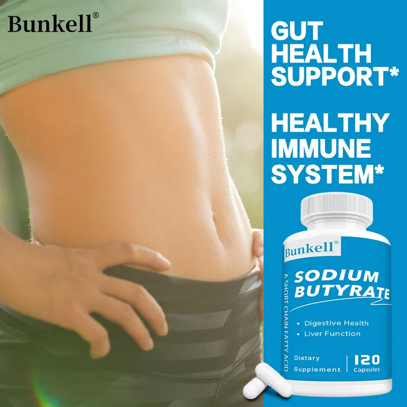 Sodium Butyrate Gut Health Supplement - Helps Gut Health, Detox and Cleansing of The Liver, Digestive Health,120 Capsules