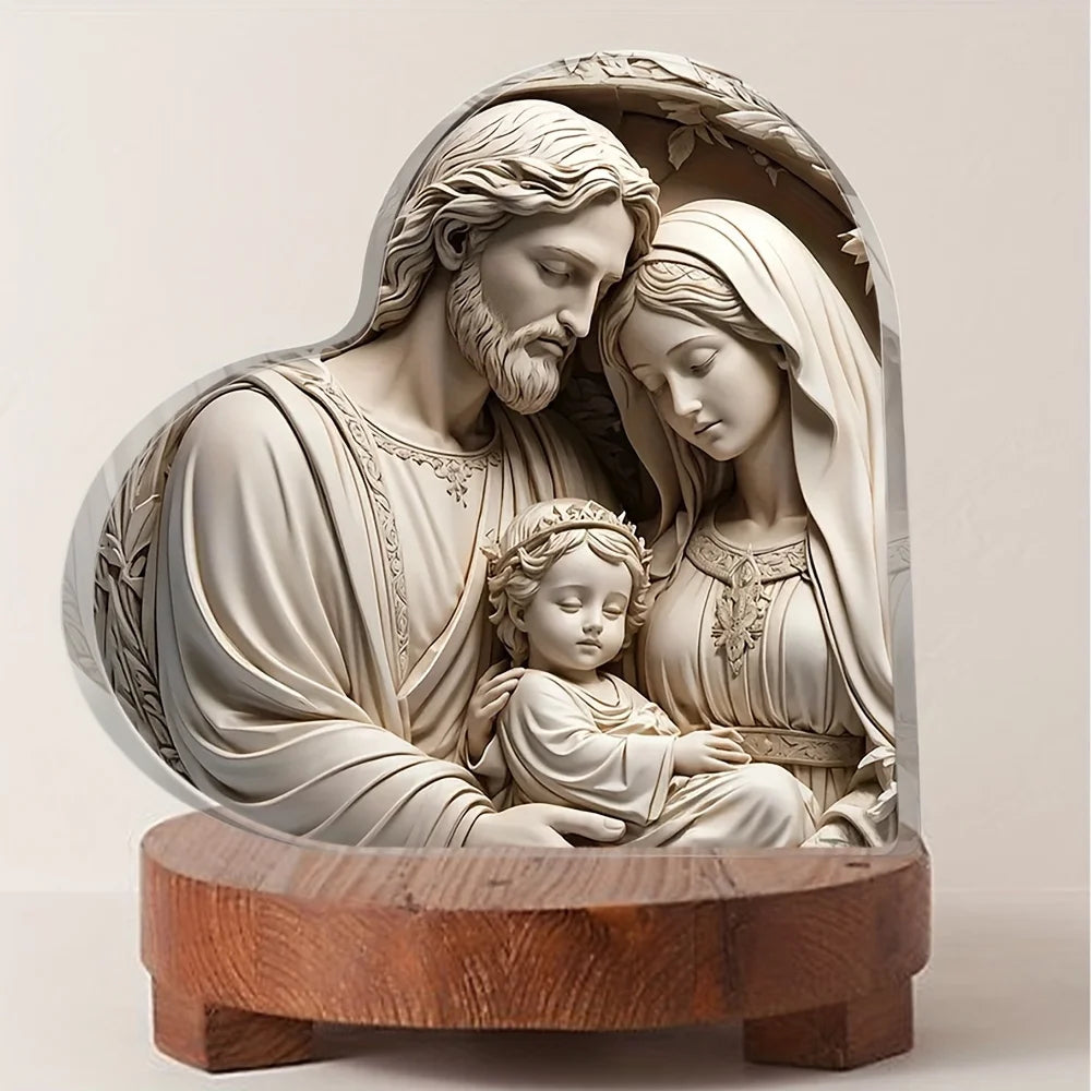 1pc, Baptism Faith Worship Nativity Acrylic Desktop Decor Plaque Sign, Commemorative Birthday Gift, Christmas Party Holiday
