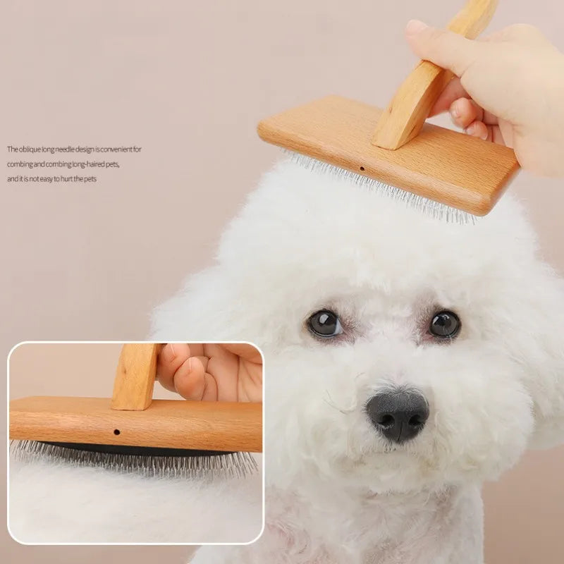 Dog Comb Solid Wood Dogs Brush Pet Hair Remover Bamboo Dog Grooming Brush Massage Cat Brushes Hair Knot Cleaning Combs for Pet