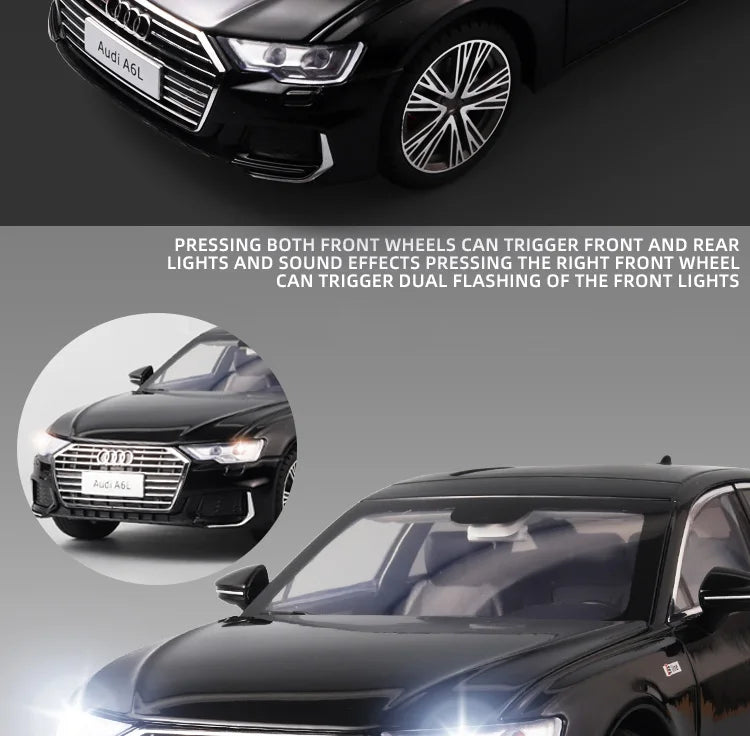 1:18 AUDI A6L Large Alloy Metal Diecast Car Model Sound & Light Collect Hobby Boutique Interior Gift For Boys Present Vehicle