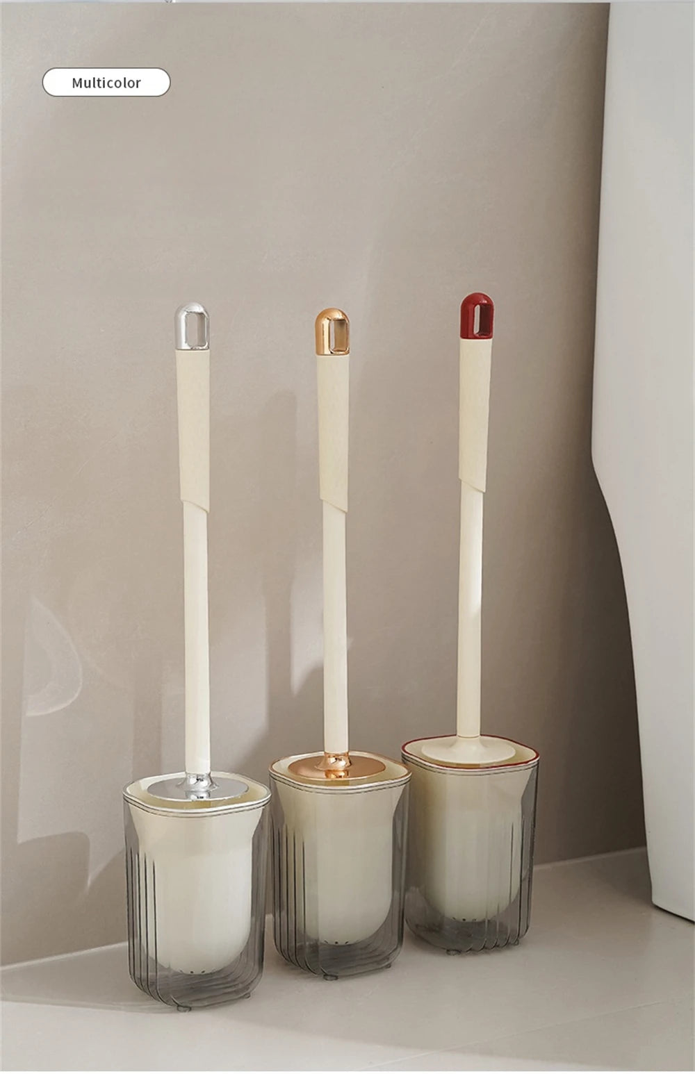 Creative Bathroom Toilet Brush with Base Cleaning Household Soft Brushes Cleaning Accessories Quick Dry Leak-Proof Holder Tools