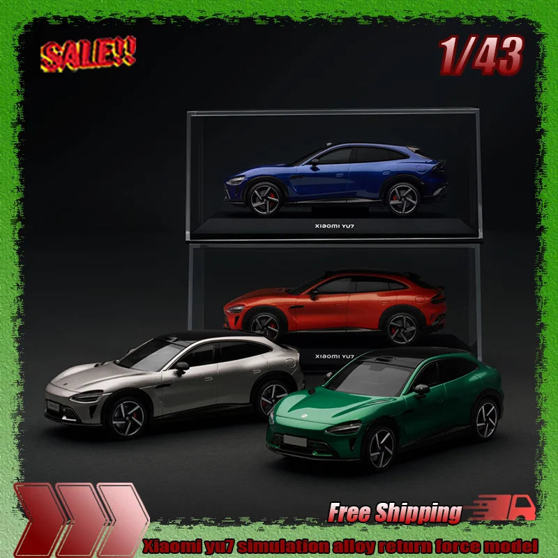 New Xiaomi Yu7 Official Alloy Die-Casting Car Model 1:43 Scale Simulation Collectible Micro Vehicle Customized Toys For Children