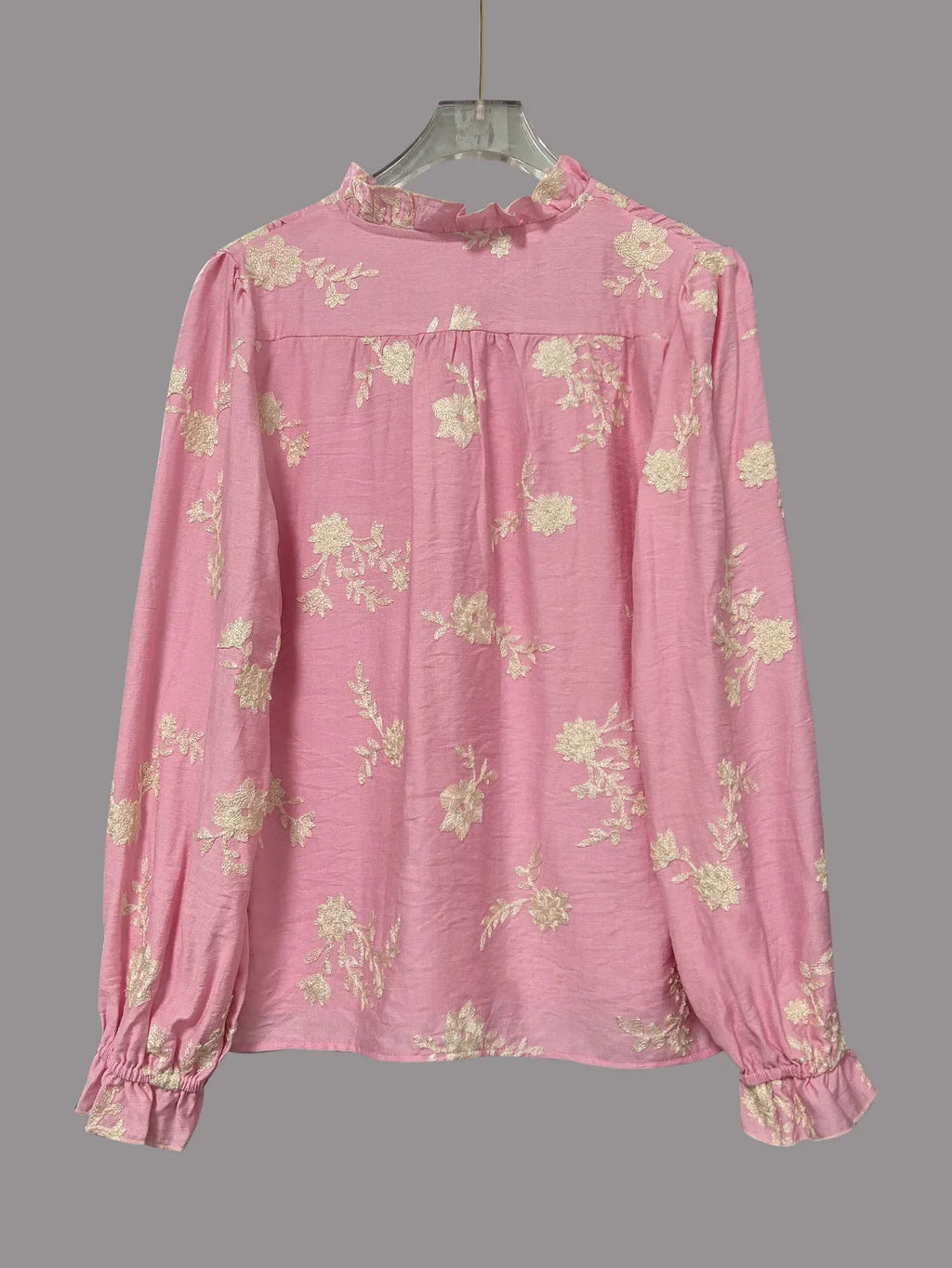 Women's Clothing 2025 Spring Autumn Fashion Casual Long-sleeved Printed Blouse with A Collar and Puff Sleeves Office Lady Shirt