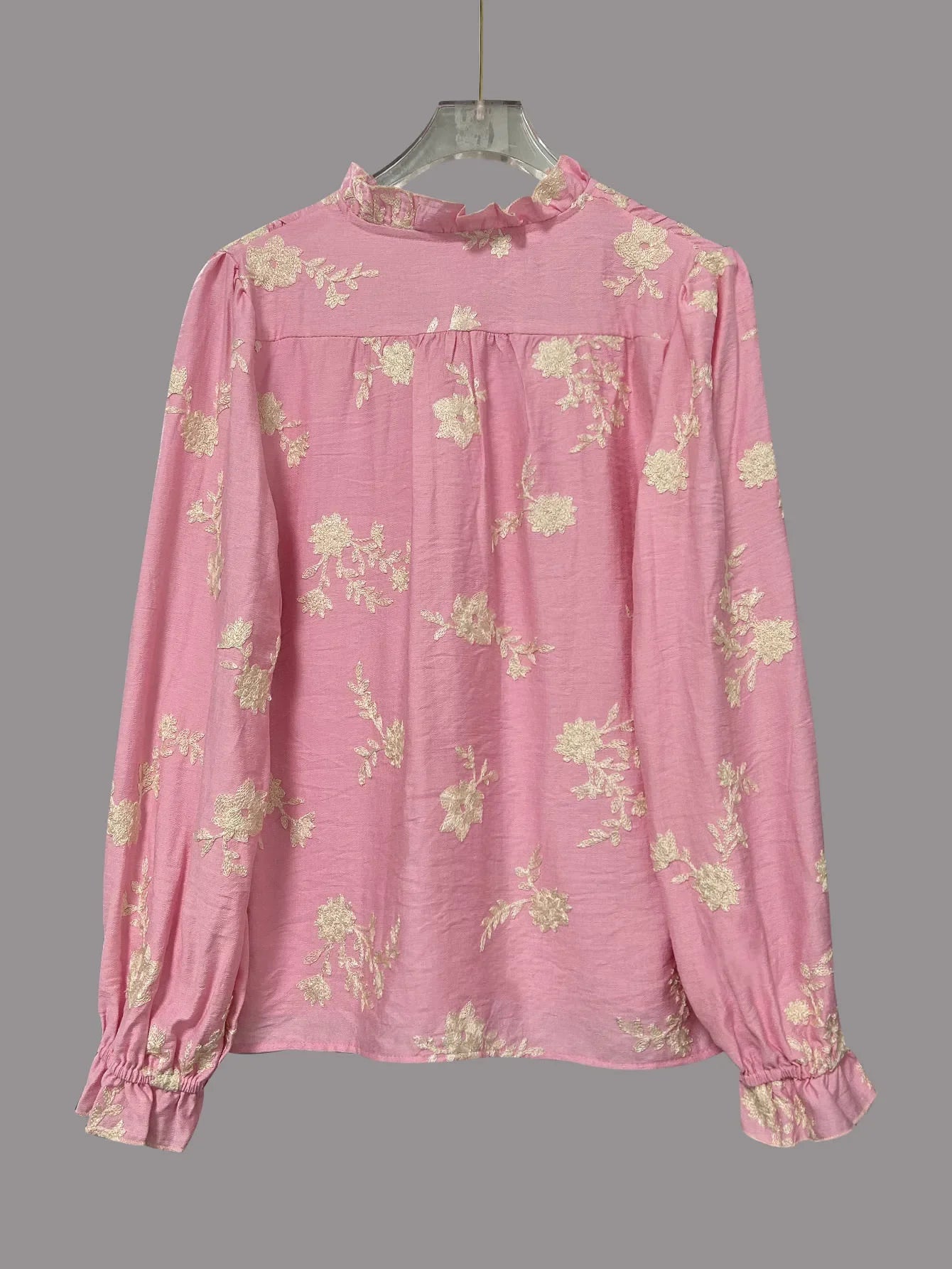 Women's Clothing 2025 Spring Autumn Fashion Casual Long-sleeved Printed Blouse with A Collar and Puff Sleeves Office Lady Shirt