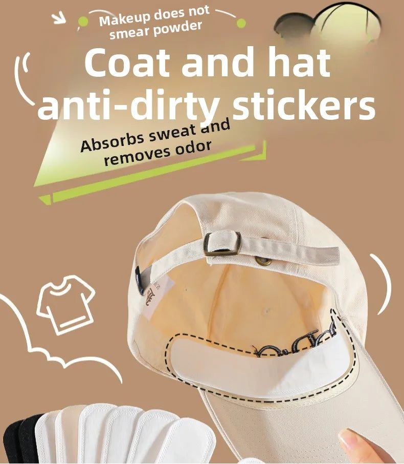 Disposable Hat Sweat Pad Adjustable Absorbent Hat Liner for Baseball Caps and Shirts Cotton Collar Protector Hiking Accessories