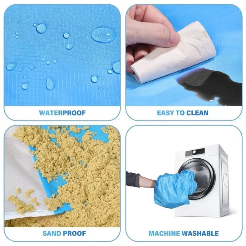 Beach Blanket Waterproof Sandproof Beach Mat 2x2.1m for 2-8 Adults Quick Drying Outdoor Picnic Mat for Travel, Camping, Hiking