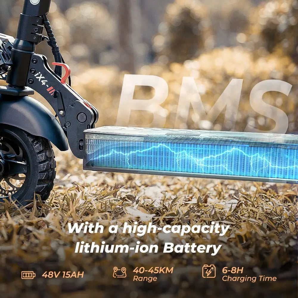 iScooter iX4 Electric Scooter 800W Motor Max Speed 45km/h 48V 15Ah Battery up to 40-45km Range App Control Body Warning Light