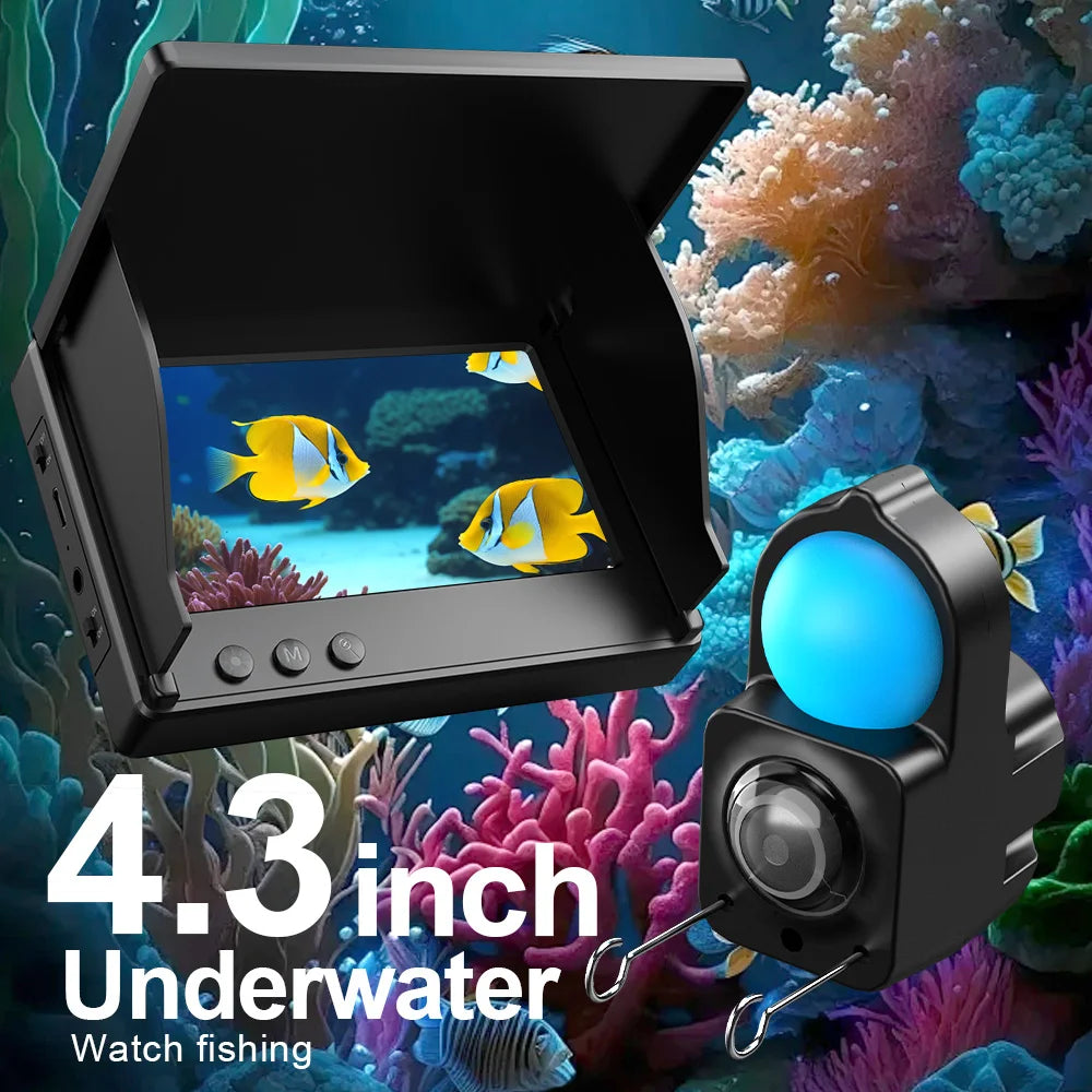 Portable Fish Depth Finder Water Handheld 1080P 4.3 Inch LCD Fish Finder Underwater 220° Fishing Camera With Night Vision