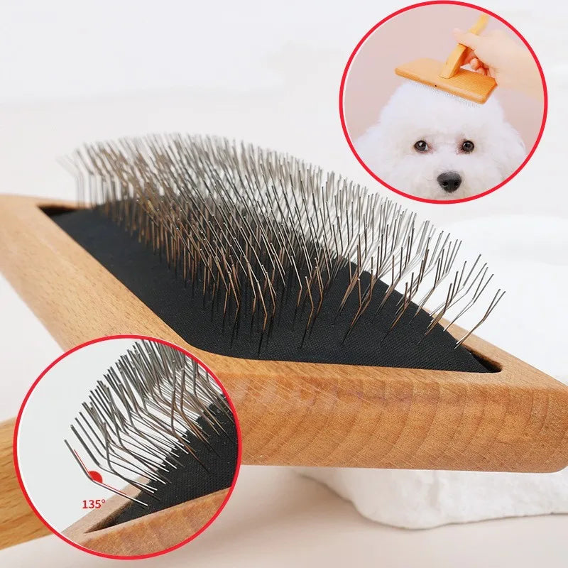 Dog Comb Solid Wood Dogs Brush Pet Hair Remover Bamboo Dog Grooming Brush Massage Cat Brushes Hair Knot Cleaning Combs for Pet