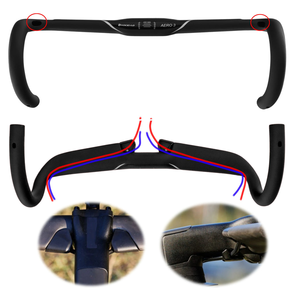 KOCEVLO AERO 3 Road Carbon Handlebar 360/380/400/420mm UD Matt Internal Routing Road Bicycle Handle Bar