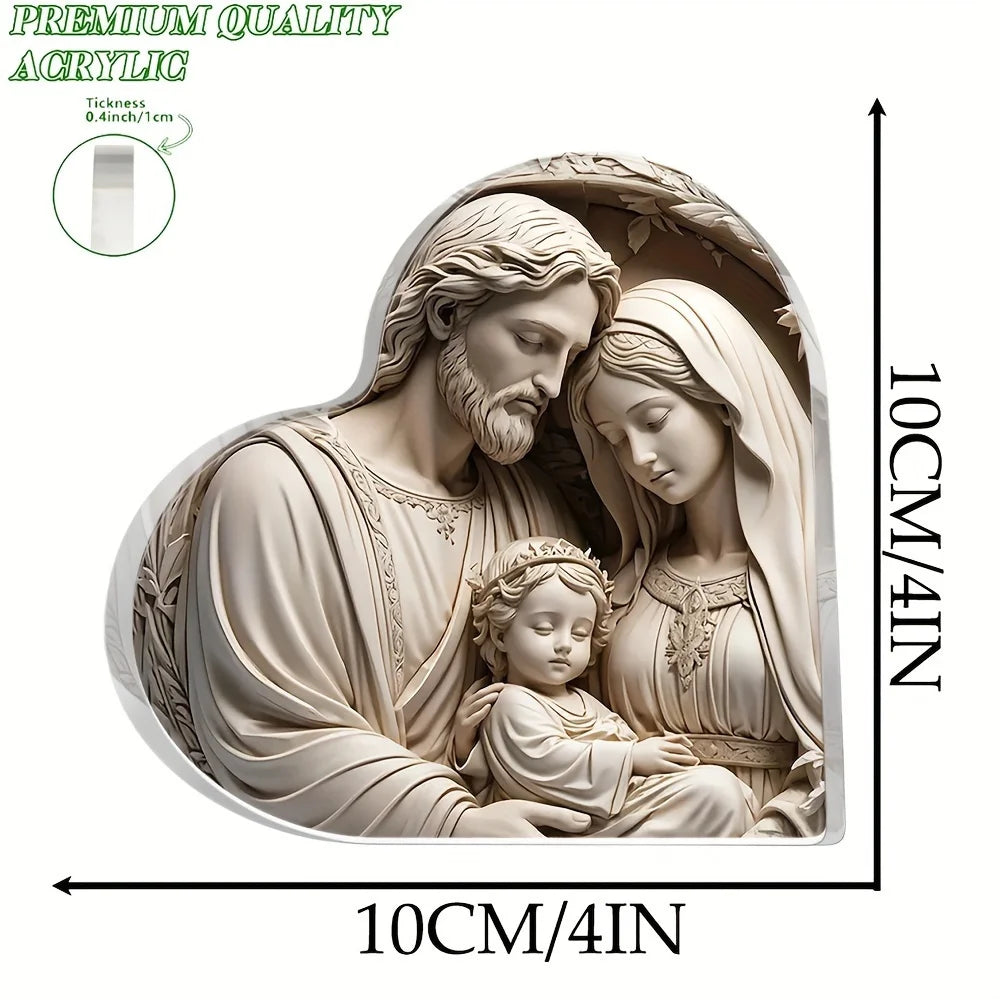 1pc, Baptism Faith Worship Nativity Acrylic Desktop Decor Plaque Sign, Commemorative Birthday Gift, Christmas Party Holiday