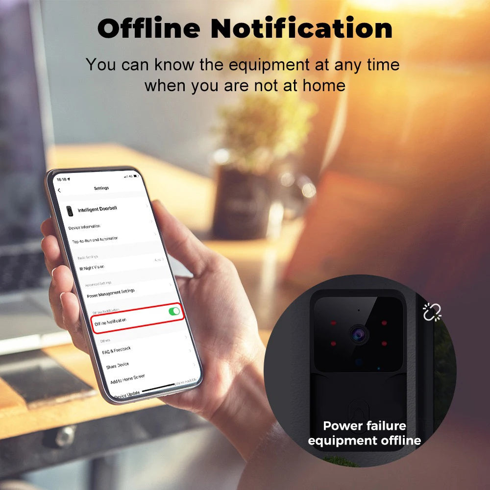 Tuya WiFi Video Doorbell Wireless HD Camera IR Alarm Security Smart Home Door Bell WiFi Intercom for Home with Black or White