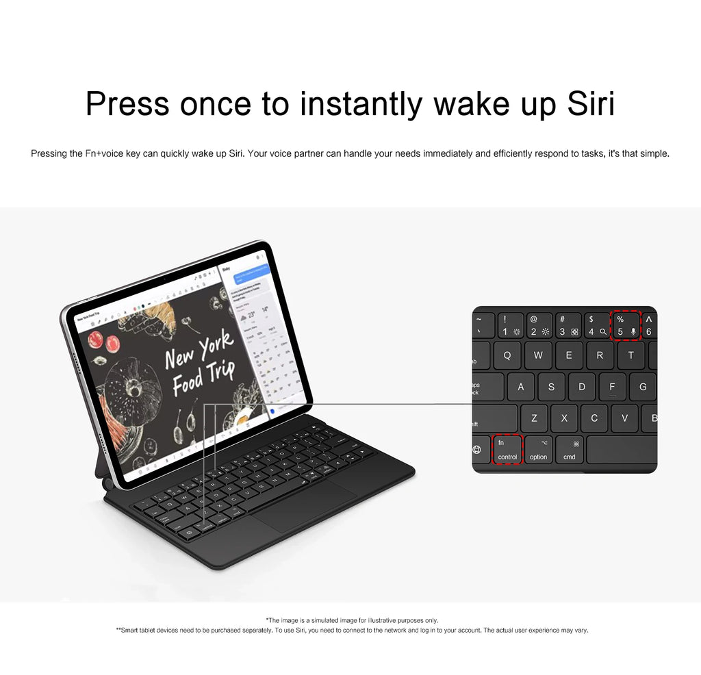 AJIUYU Smart Pogo Pin Magic Keyboard For iPad Air 11 inch M3 M2 Pro 13 M4 12.9 6th 5th 4th 10.9 7th Smart Case Direct Connection