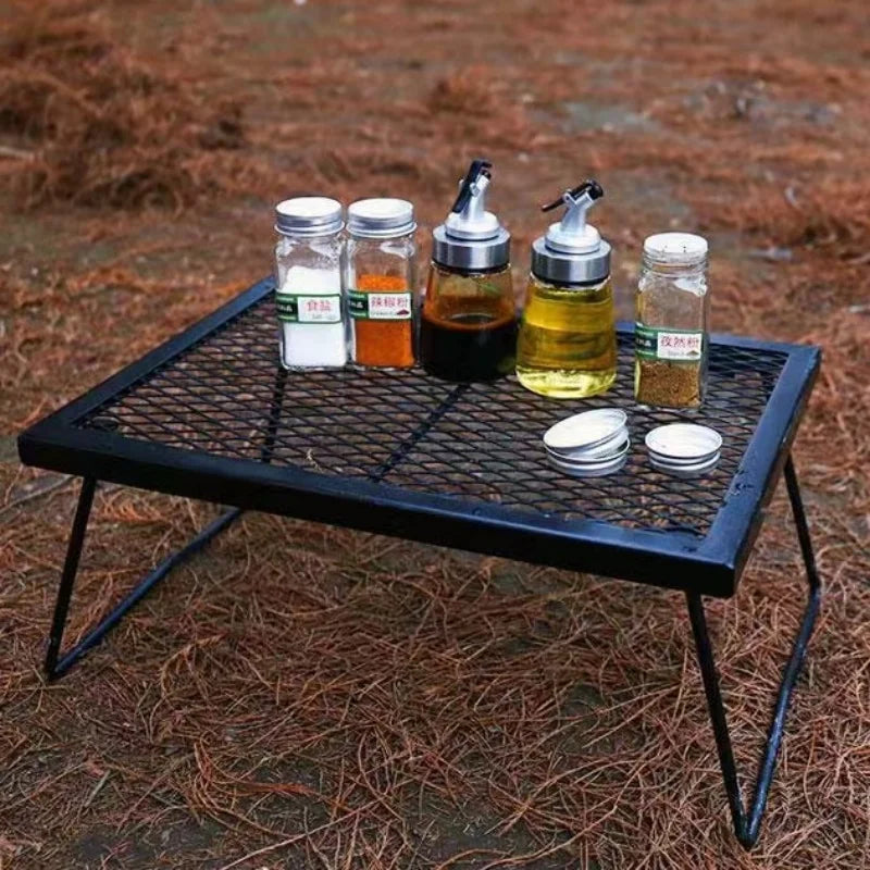 Outdoor Grid Folding Table Multifunctional Camping Table Mini Tent Desk Picnic Table Cooking Heating Rack High-temperature