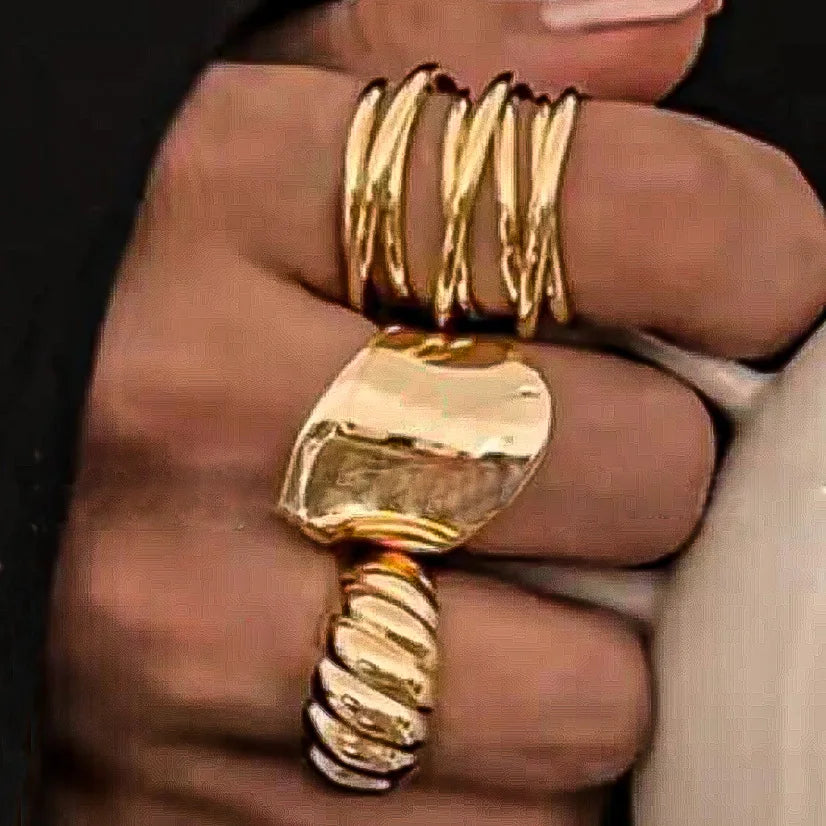 3Pcs/Set Retro Individuality Geometry Irregularity Rings Sets for Women Fashion Simple Originality Ring Daily Party Jewelry Gift