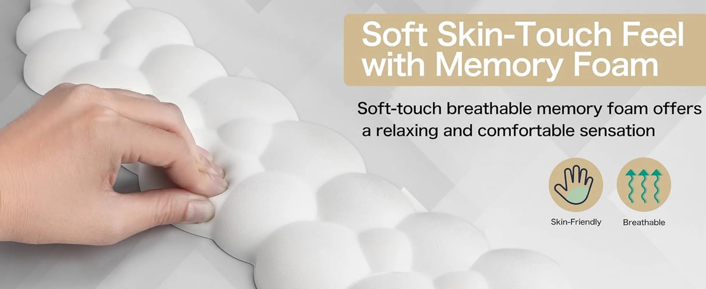 Ergonomic Cloud Mouse & Keyboard Wrist Rest - Non-Slip Memory Foam for Gaming/Office, Soft PU & Easy Clean