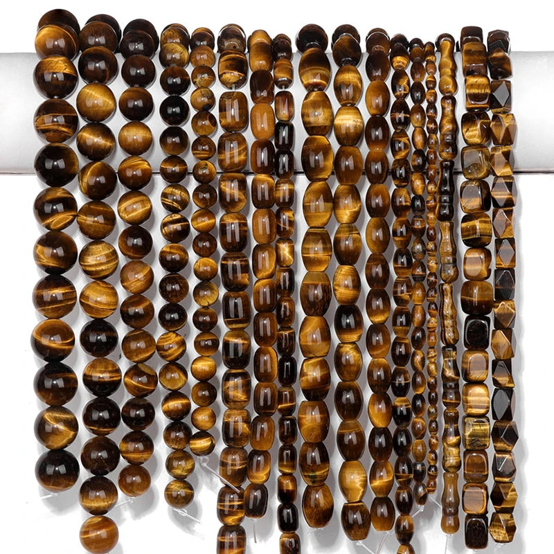 High Quality Natural Stone Yellow Tiger Eye Beads Round Square Oval Loose Spacer Stone For Jewelry Making Bracelet Diy Accessory