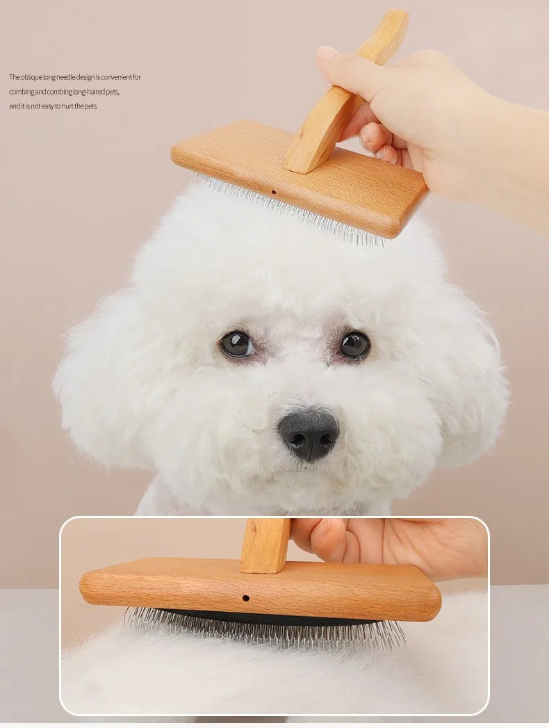 Dog Comb Solid Wood Dogs Brush Pet Hair Remover Bamboo Dog Grooming Brush Massage Cat Brushes Hair Knot Cleaning Combs for Pet
