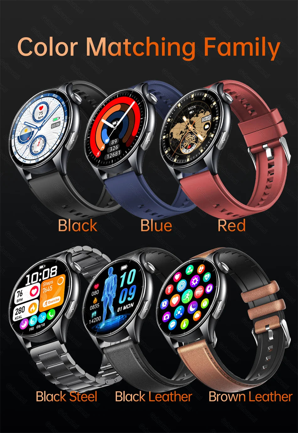 Sapphire 2025New Health managed Smart Watch Health measure Blood Fat Uric Acid Call ECG+PPG blood pressure Health Smartwatch IOS