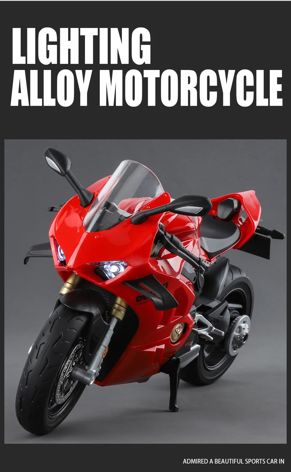 Large Size 1/9 Ducatis Panigale V4S Alloy Racing Motorcycle Simulation Diecast Metal Street Motorcycle Model With Light Kid Gift