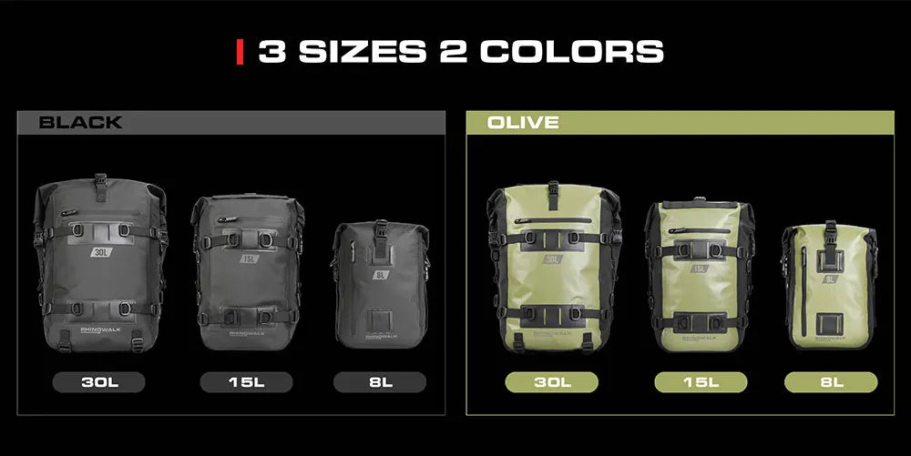 Rhinowalk Motorcycle Tail Bag 100%Waterproof Cycling Backpack 8L 15L 30L Motor Side Saddle Pack Travel Luggage Box Accessories