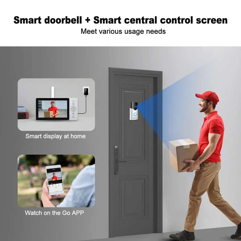 Srihome SH054 5Inch Screen 4MP 1440p Wireless WIFI Doorbell 120Degree Wide Angle Video Door Phone Visual Door Viewer Camera